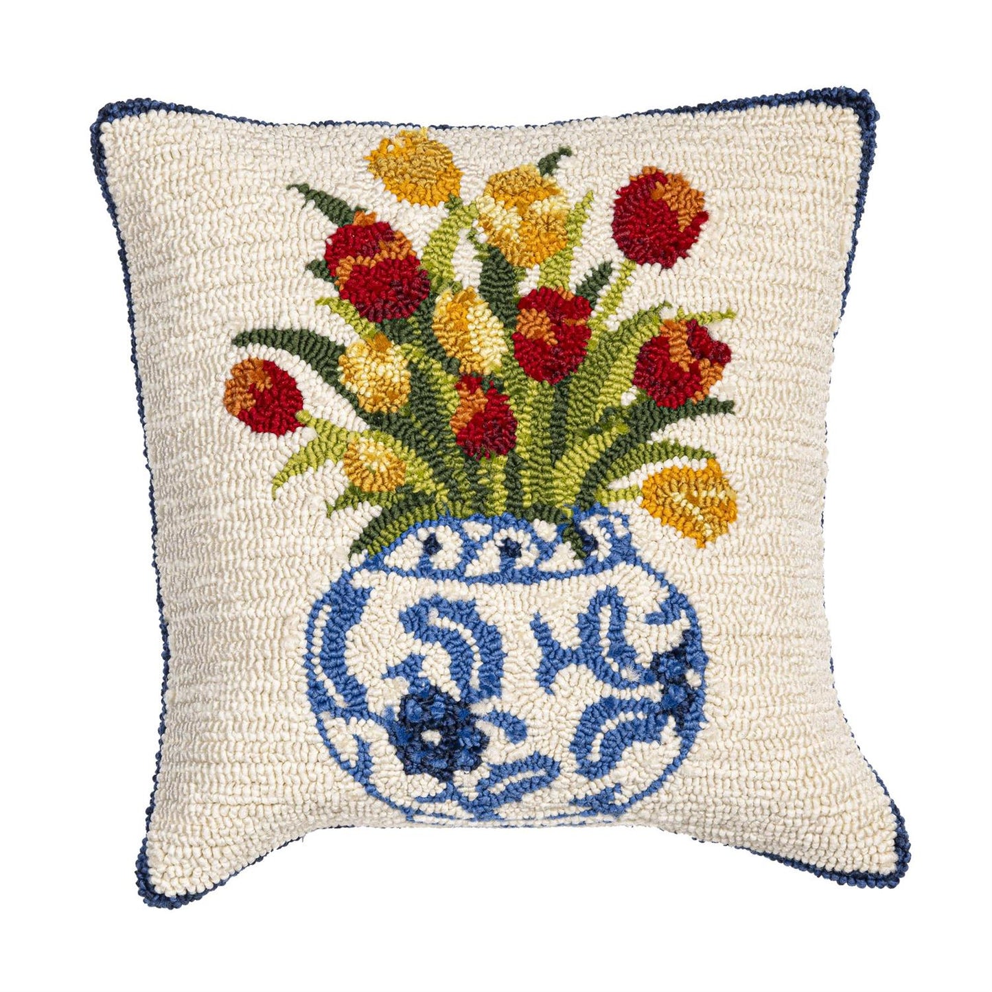 Chinoiserie Bloom Tulip Hooked Pillow