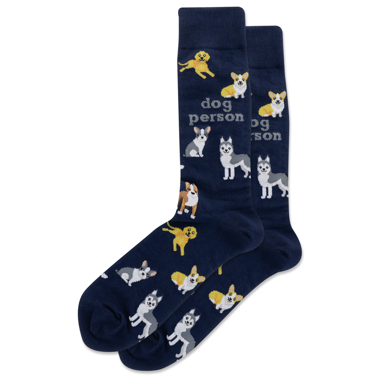 Men's Navy Dog Person Crew Socks