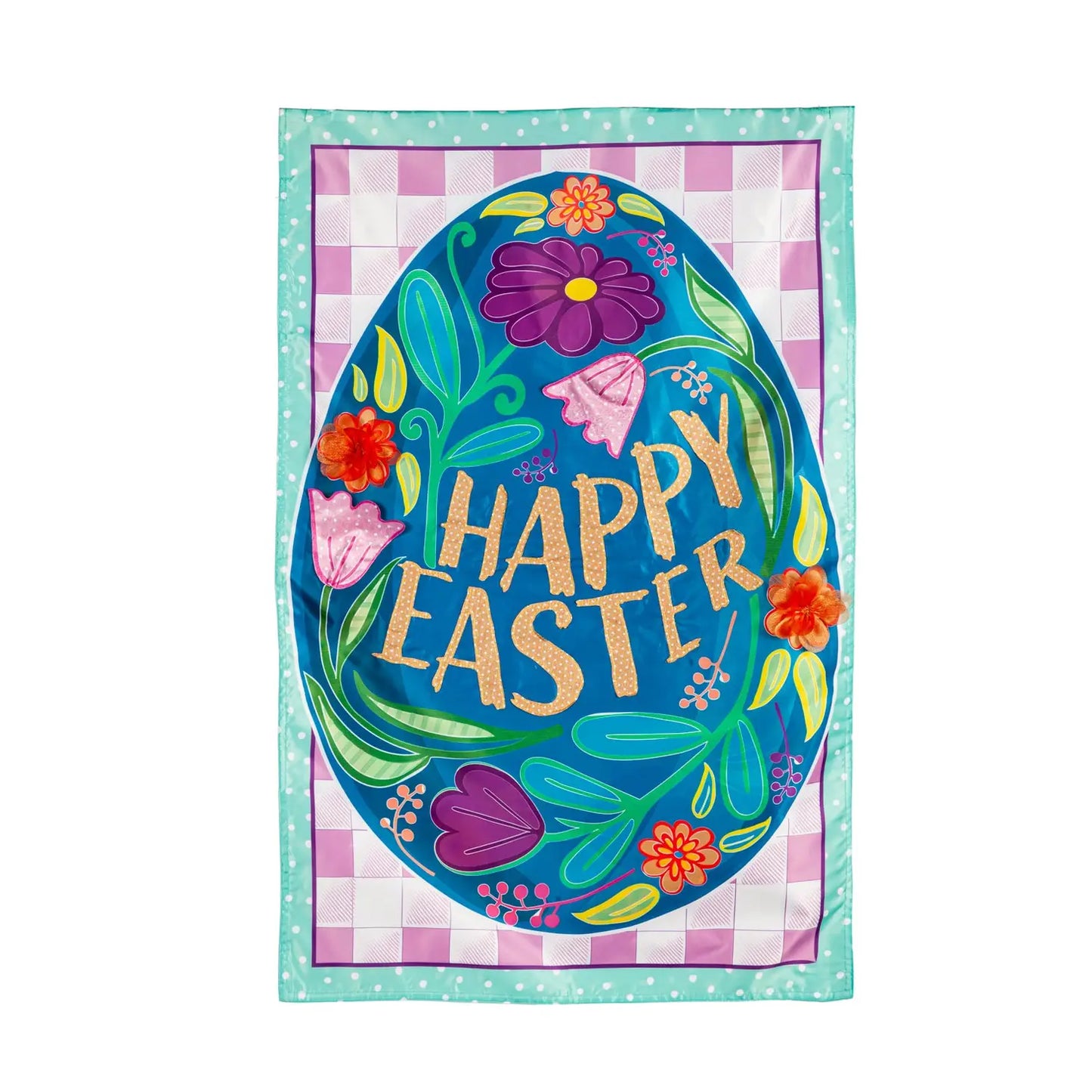 Happy Easter Egg Applique House Flag