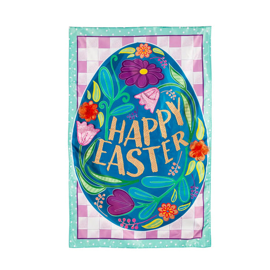 Happy Easter Egg Applique House Flag