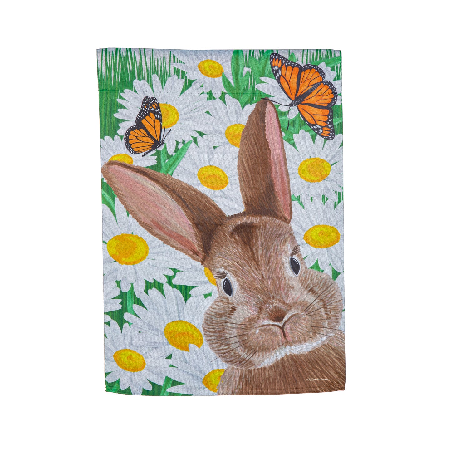 Hello Bunny Suede Garden Flag