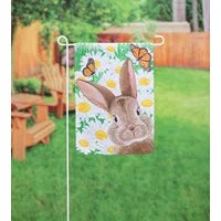 Hello Bunny Suede Garden Flag