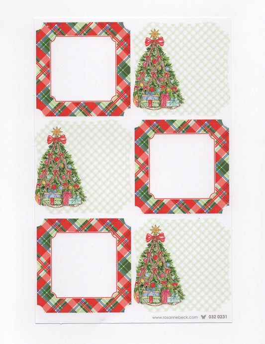 Plaid Holiday Tree Gift Stickers