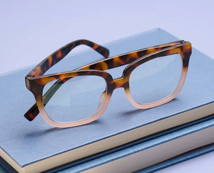 Athens Tortoise/Blush Blue Light Reader Glasses by Peepers