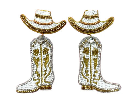 Cowgirl Boot with Hat Embelished Earrings