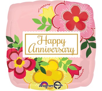 Happy Anniversary Floral Square Balloon