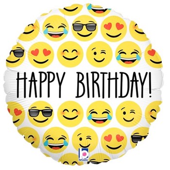Happy Birthday Emoji Circle Balloon