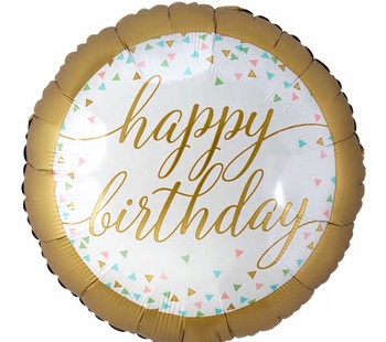 Gold Confetti Happy Birthday Balloon