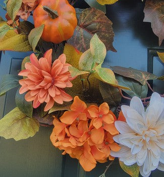 Fall Artificial Harvest Hydrangea Pumpkin Wreath 20”