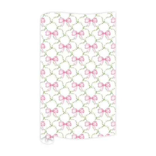 Pink Bows on Green Trellis Wrapping Paper