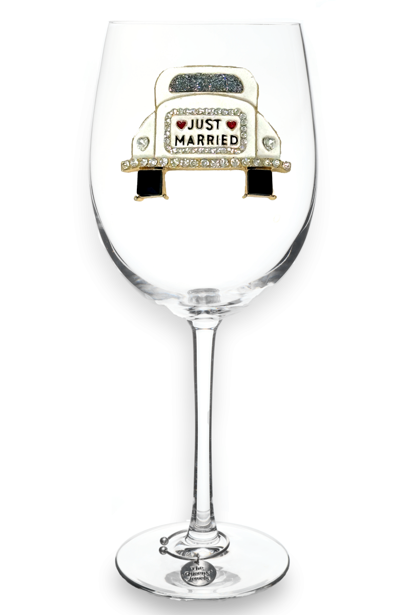 Just Married Stemmed Wine Glass