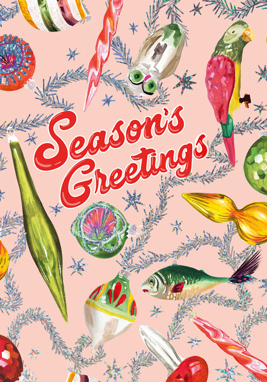 Retro Ornaments Season's Greetings Greeting Card