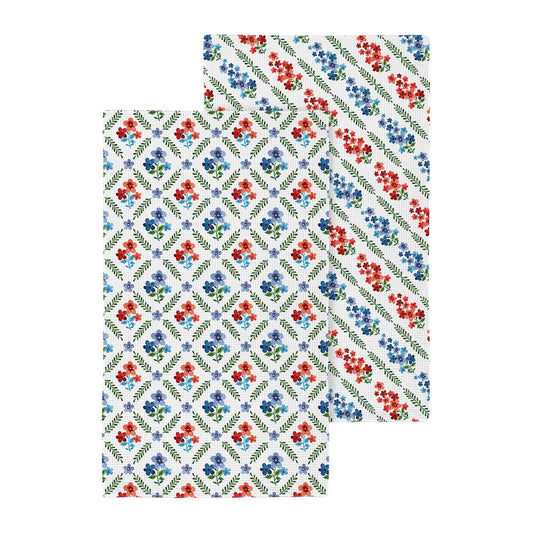 Red, White, & Bloom Double-Sided Quick Dry Kitchen Towel