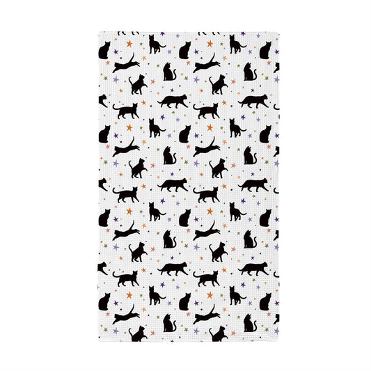 Haunted House Cats and Bows Quick Dry Kitchen Towel