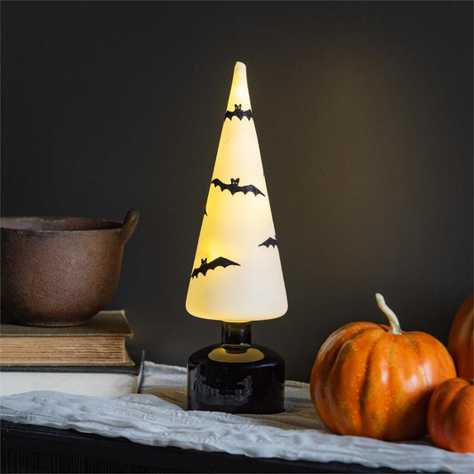 Haunted House LED Rotating Glass Tree with Bats
