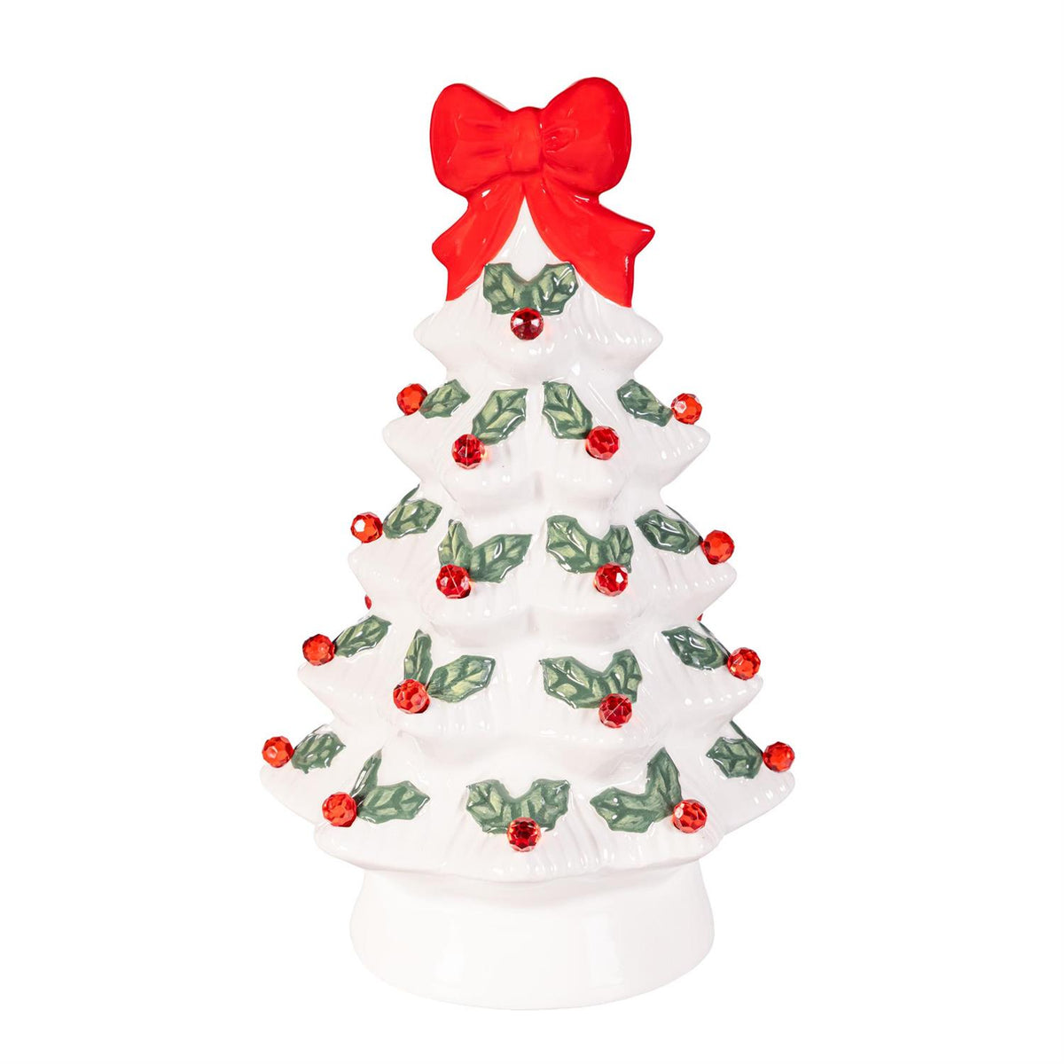 LED Christmas Tree with Holly and Bows