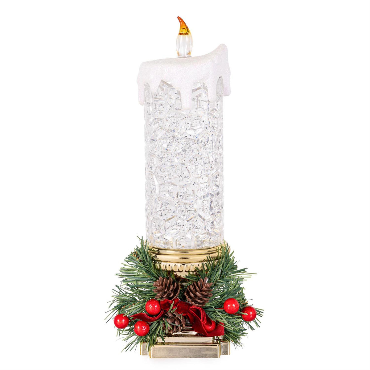 LED Candle Snow Globe