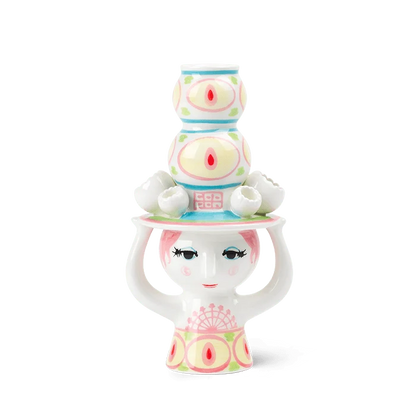 Bjørn Wiinblad Lady w/ Hat Candle Holder - Pink