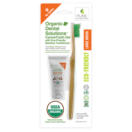 Pure & Natural Organic Tooth Gel and Bamboo Toothbrush for Large Dogs