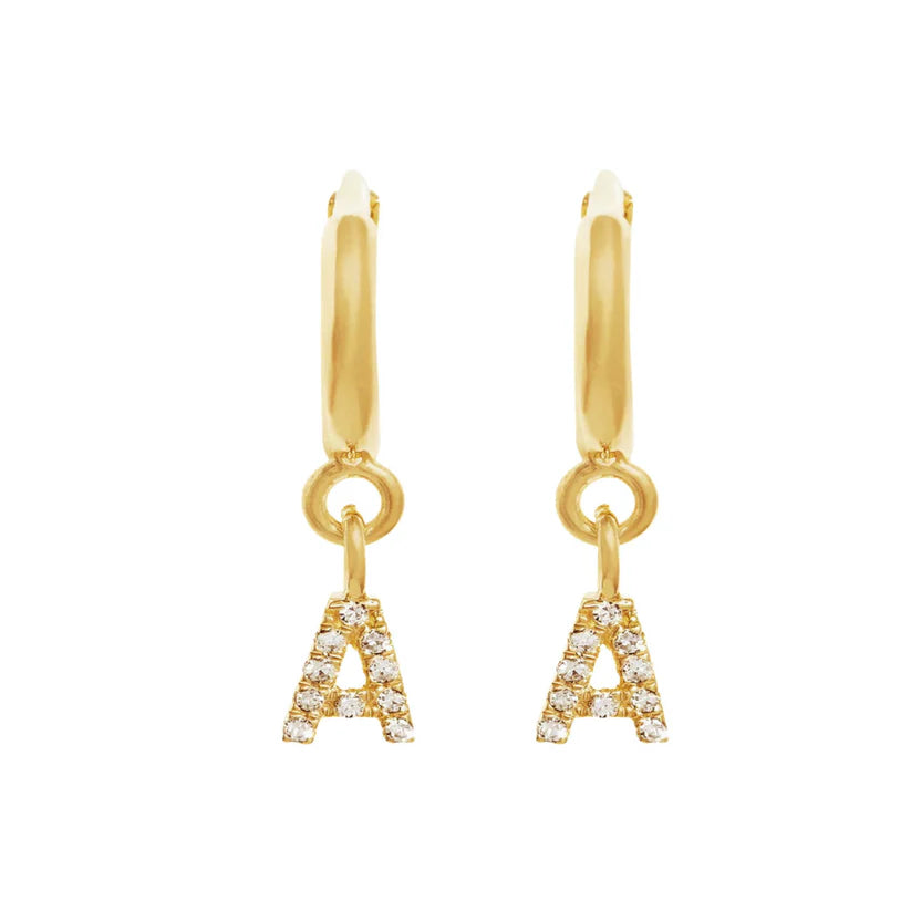 Gold Initials Hoop Huggie Earrings