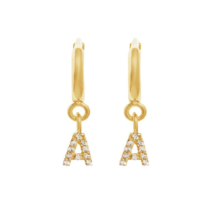 Gold Initials Hoop Huggie Earrings