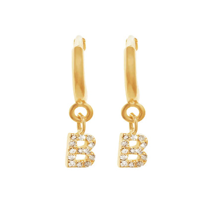 Gold Initials Hoop Huggie Earrings