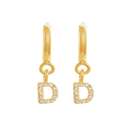 Gold Initials Hoop Huggie Earrings