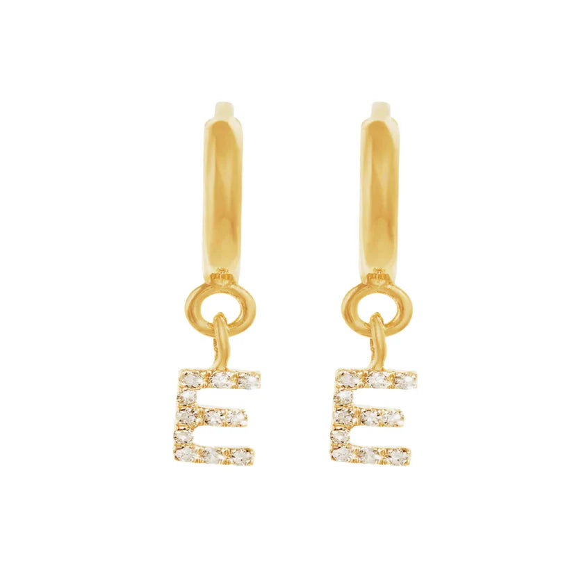 Gold Initials Hoop Huggie Earrings