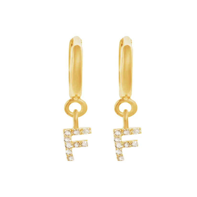 Gold Initials Hoop Huggie Earrings