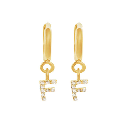 Gold Initials Hoop Huggie Earrings