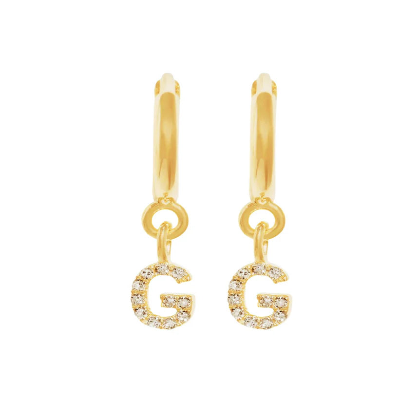 Gold Initials Hoop Huggie Earrings