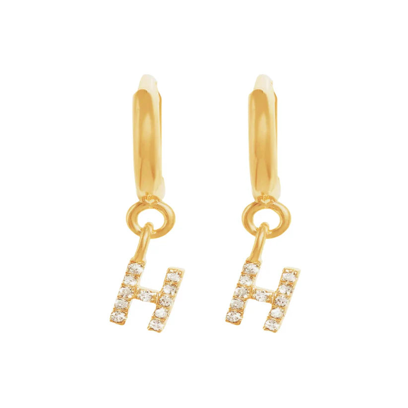 Gold Initials Hoop Huggie Earrings