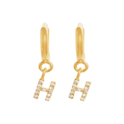 Gold Initials Hoop Huggie Earrings