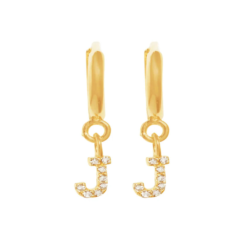 Gold Initials Hoop Huggie Earrings