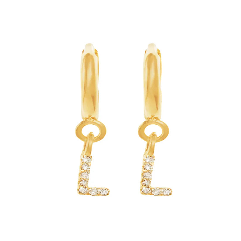 Gold Initials Hoop Huggie Earrings