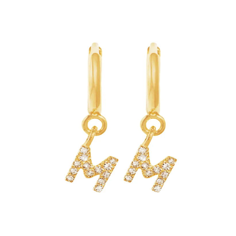 Gold Initials Hoop Huggie Earrings