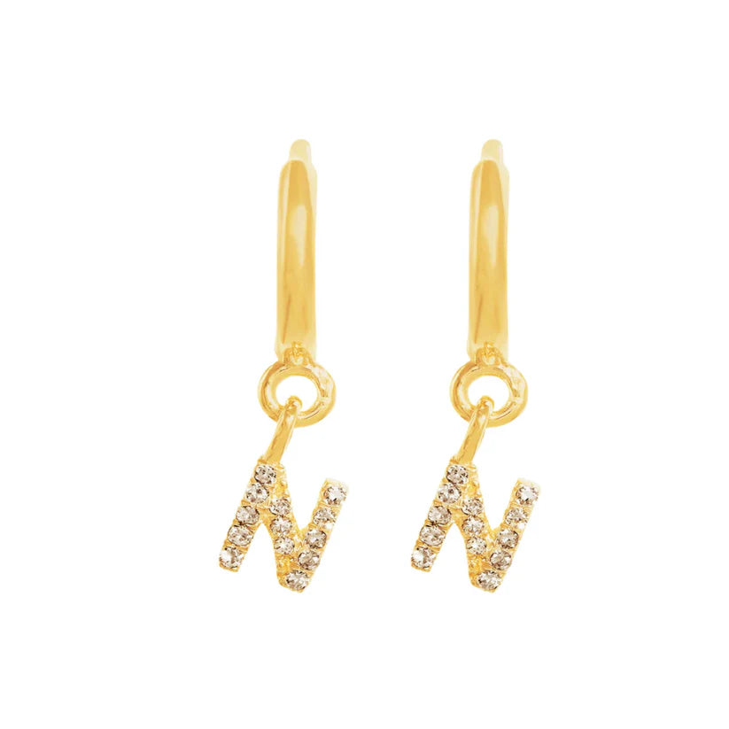 Gold Initials Hoop Huggie Earrings