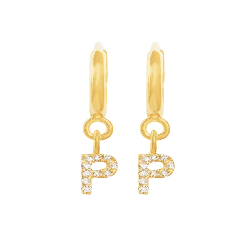 Gold Initials Hoop Huggie Earrings