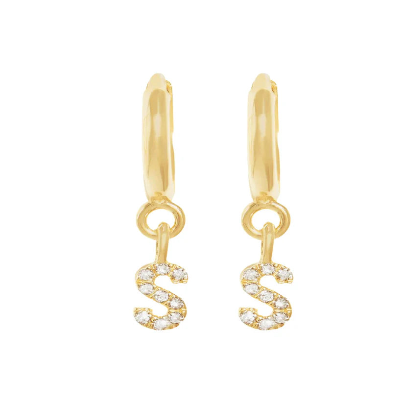 Gold Initials Hoop Huggie Earrings