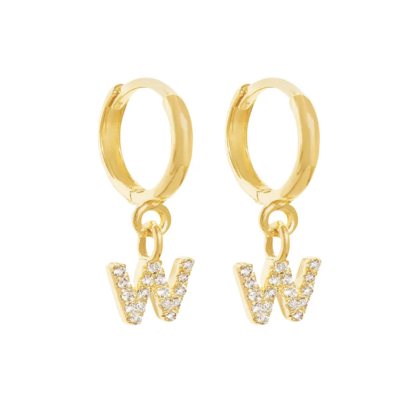 Gold Initials Hoop Huggie Earrings