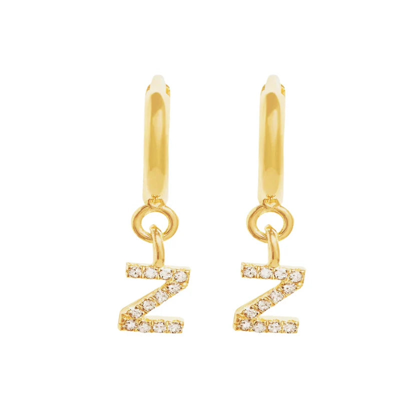 Gold Initials Hoop Huggie Earrings