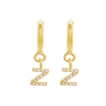 Gold Initials Hoop Huggie Earrings