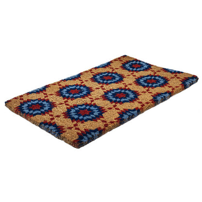 Star Quilt Pattern Williamsburg Handwoven 100% All-Natural Coir Doormat