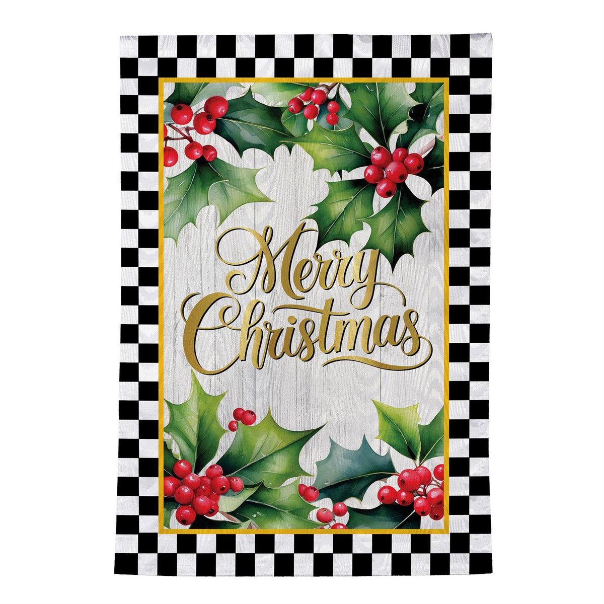 Christmas Black & White Check Garden Flag