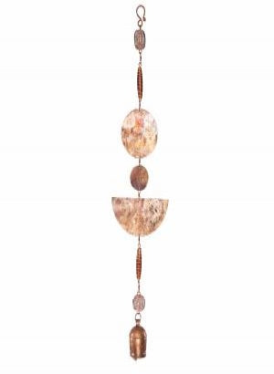 Moksha India Imports Twirling Copper Circles & Blown Art Glass with Nana Bell Wind Chime