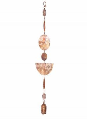 Twirling Copper Circles & Blown Art Glass with Nana Bell Wind Chime