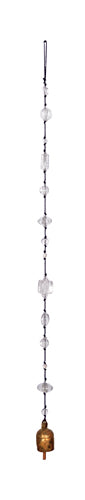 Moksha India Imports Clear Vision 37" Long Twirling Blown Art Glass Beads with Nana Bell Wind Chime