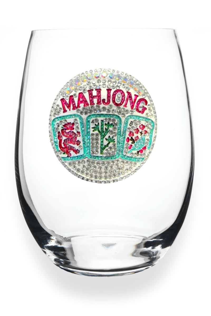 Mahjong Stemless Jeweled Wine Glass