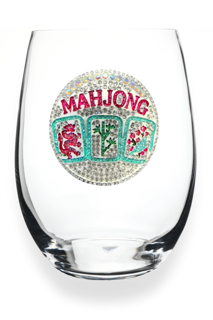 Mahjong Stemless Jeweled Wine Glass
