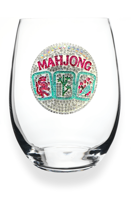 Mahjong Stemless Jeweled Wine Glass